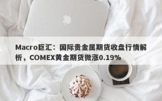 Macro巨汇：国际贵金属期货收盘行情解析，COMEX黄金期货微涨0.19%