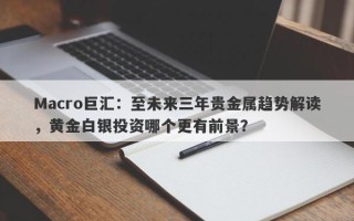 Macro巨汇：至未来三年贵金属趋势解读，黄金白银投资哪个更有前景？