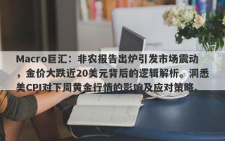 Macro巨汇：非农报告出炉引发市场震动，金价大跌近20美元背后的逻辑解析。洞悉美CPI对下周黄金行情的影响及应对策略。