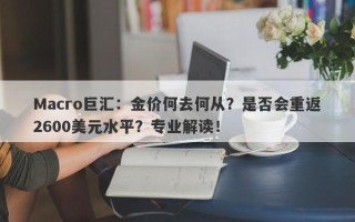 Macro巨汇：金价何去何从？是否会重返2600美元水平？专业解读！