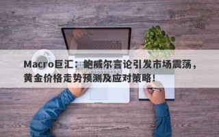 Macro巨汇：鲍威尔言论引发市场震荡，黄金价格走势预测及应对策略！