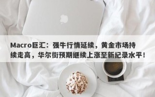 Macro巨汇：强牛行情延续，黄金市场持续走高，华尔街预期继续上涨至新纪录水平！