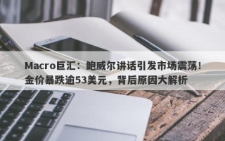 Macro巨汇：鲍威尔讲话引发市场震荡！金价暴跌逾53美元，背后原因大解析