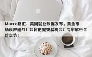 Macro巨汇：美国就业数据发布，黄金市场反应剧烈！如何把握交易机会？专家解析金价走势！