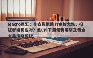 Macro巨汇：非农数据助力金价大跌，投资者如何应对？美CPI下周走势展望及黄金交易策略解析。