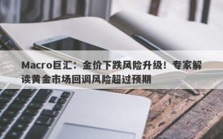 Macro巨汇：金价下跌风险升级！专家解读黄金市场回调风险超过预期