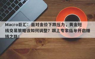 Macro巨汇：面对金价下跌压力，黄金短线交易策略该如何调整？跟上专家指导开启赚钱之路！