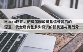 Macro巨汇：鲍威尔释放降息信号背后的深意，贵金属有色多头投资的新机遇与挑战分析。