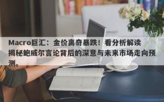 Macro巨汇：金价离奇暴跌！看分析解读揭秘鲍威尔言论背后的深意与未来市场走向预测。