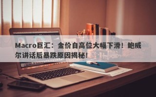 Macro巨汇：金价自高位大幅下滑！鲍威尔讲话后暴跌原因揭秘！