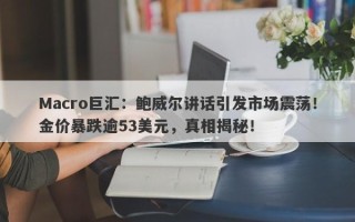 Macro巨汇：鲍威尔讲话引发市场震荡！金价暴跌逾53美元，真相揭秘！