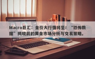 Macro巨汇：金价大行情将至！“恐怖数据”揭晓前的黄金市场分析与交易策略。