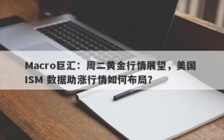 Macro巨汇：周二黄金行情展望，美国 ISM 数据助涨行情如何布局？