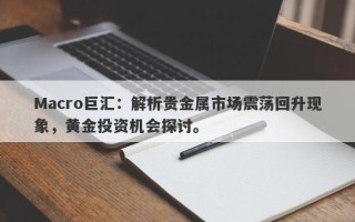 Macro巨汇：解析贵金属市场震荡回升现象，黄金投资机会探讨。