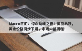 Macro巨汇：惊心动魄之夜！美股暴跌，黄金价格同步下滑，市场内部揭秘！