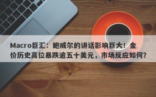 Macro巨汇：鲍威尔的讲话影响巨大！金价历史高位暴跌逾五十美元，市场反应如何？