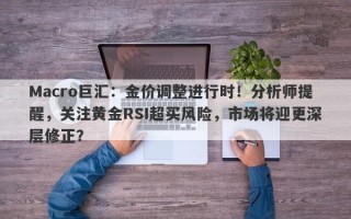 Macro巨汇：金价调整进行时！分析师提醒，关注黄金RSI超买风险，市场将迎更深层修正？
