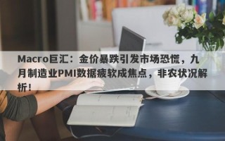 Macro巨汇：金价暴跌引发市场恐慌，九月制造业PMI数据疲软成焦点，非农状况解析！