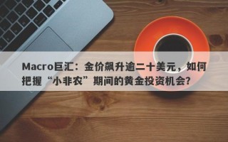 Macro巨汇：金价飙升逾二十美元，如何把握“小非农”期间的黄金投资机会？